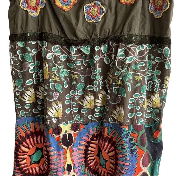 DESIGUAL Boho Cotton Sleeveless Printed Mini Dress Multicolour L - Picture 5 of 10
